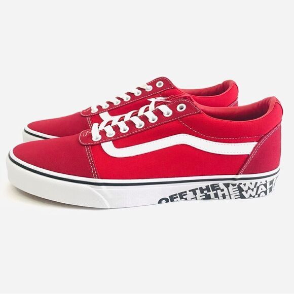 New! Vans Ward Off The Wall Sidewalk Red Lace Up Skater Shoes - Picture 1 of 10
